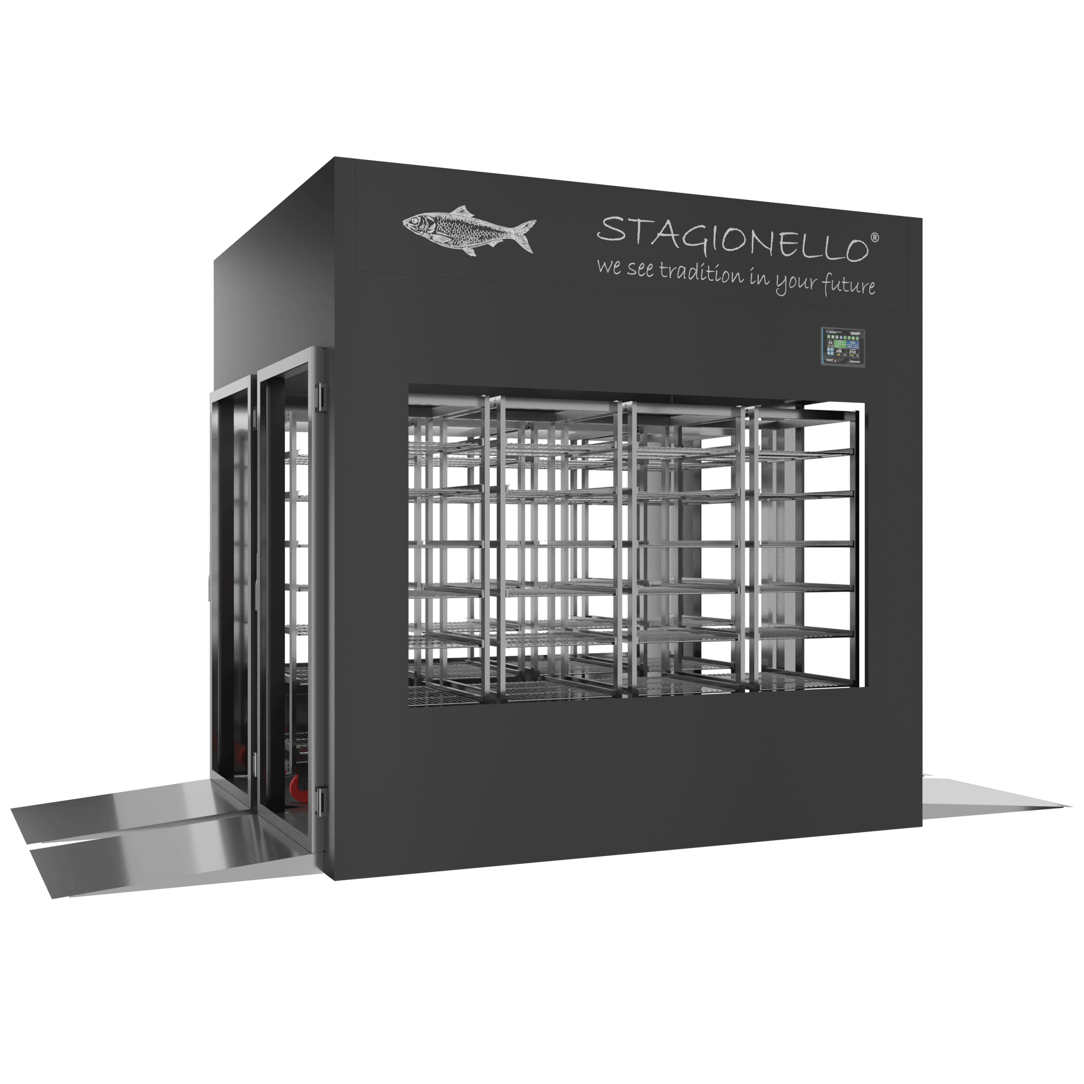 Stagionello® Fish Curing Device 1200 Kg Tunnel 4 Glasses