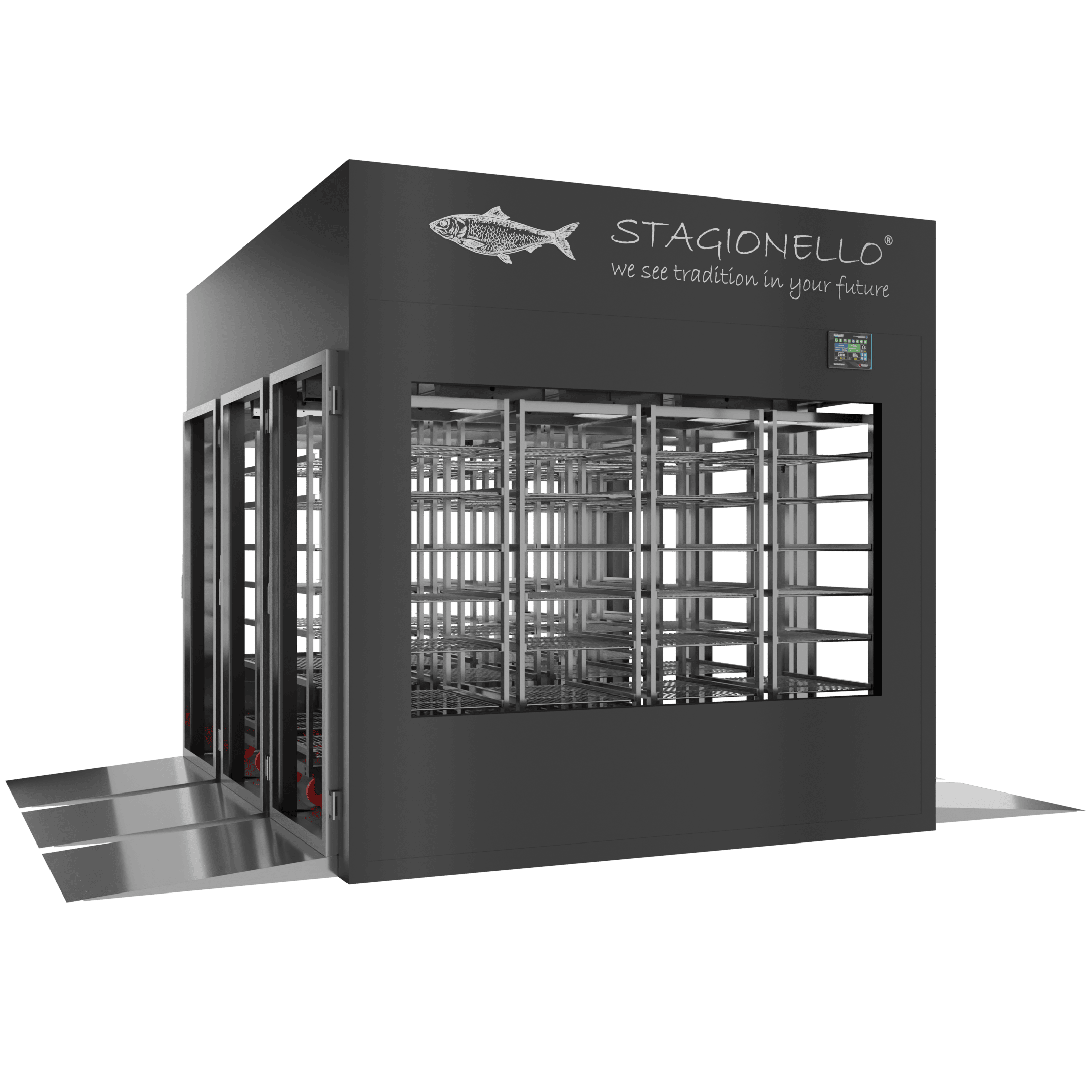 Stagionello® Fish Curing Device 1800 Kg Tunnel 4 glasses