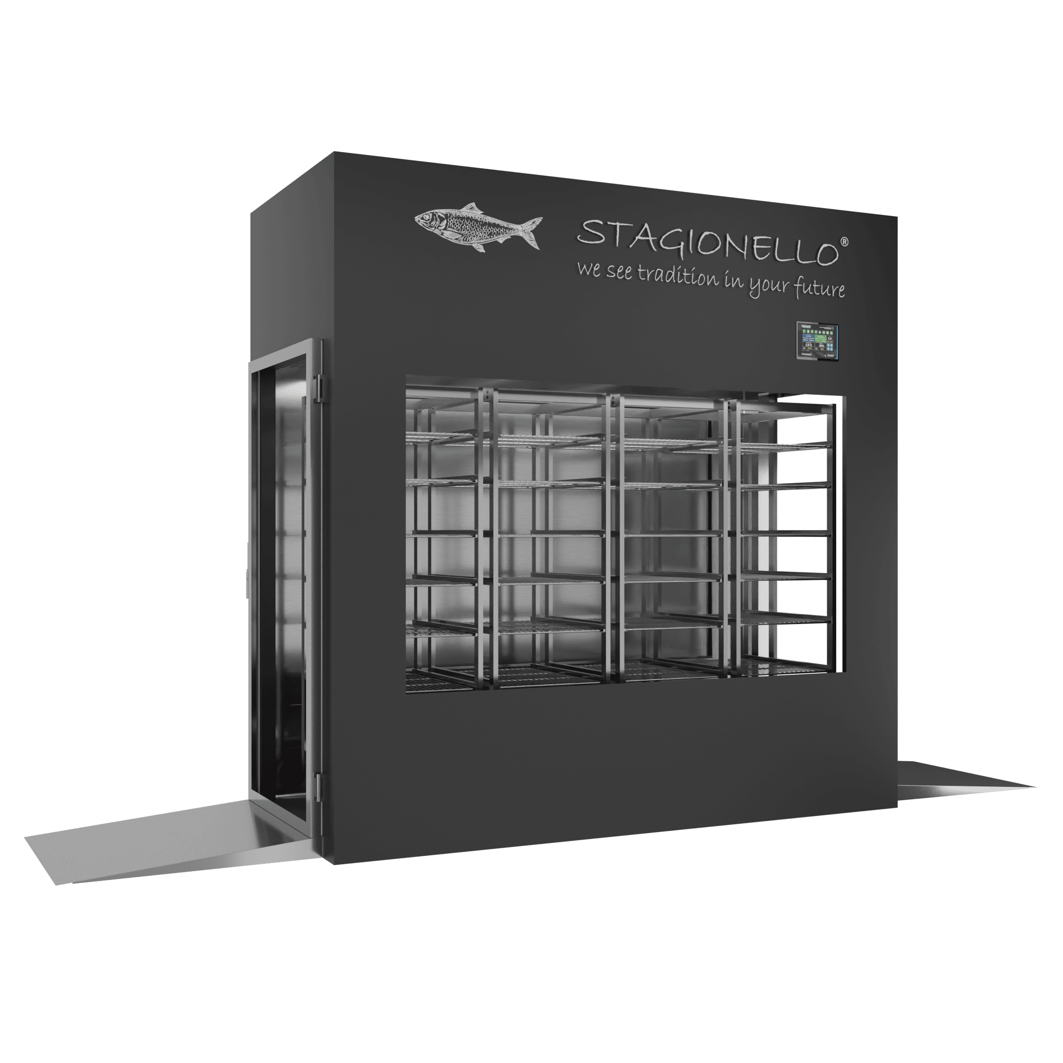 Stagionello® Fish Curing Device 600 Kg TUNNEL GLASS DOOR